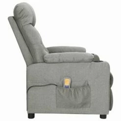 VidaXL Fauteuil de massage inclinable Gris clair Tissu 8 VidaXL Fauteuil de massage inclinable Gris clair Tissu -Fauteuils électriques Soldes image 3 339092