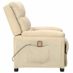 VidaXL Fauteuil de massage inclinable Crème Tissu -Fauteuils électriques Soldes image 3 342360