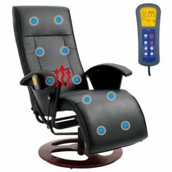 VidaXL Fauteuil de massage Noir Similicuir -Fauteuils électriques Soldes image 3 60311