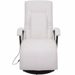 VidaXL Fauteuil de massage shiatsu Blanc Similicuir -Fauteuils électriques Soldes image 4 242509