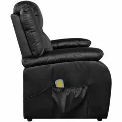 VidaXL Fauteuil de massage Noir Similicuir -Fauteuils électriques Soldes image 4 242512