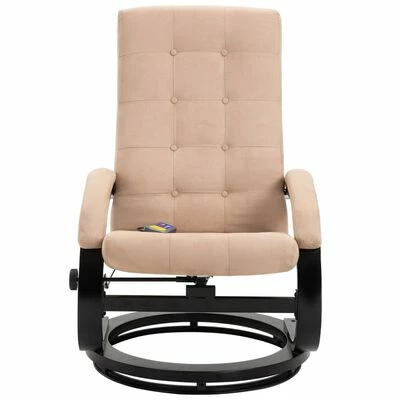 VidaXL Fauteuil de massage avec repose-pieds Crème Tissu en daim 4 VidaXL Fauteuil de massage avec repose-pieds Crème Tissu en daim – Image 4
