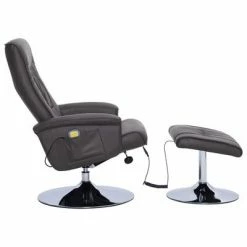 VidaXL Fauteuil de massage avec repose-pied Gris Similicuir 9 VidaXL Fauteuil de massage avec repose-pied Gris Similicuir -Fauteuils électriques Soldes image 4 248494