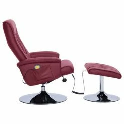 VidaXL Fauteuil de massage avec repose-pied Rouge bordeaux Similicuir -Fauteuils électriques Soldes image 4 248497