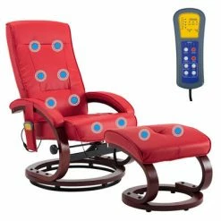 VidaXL Fauteuil de massage avec repose-pieds Rouge Similicuir -Fauteuils électriques Soldes image 4 248606