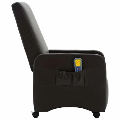 VidaXL Fauteuil inclinable de massage Marron Similicuir 4 VidaXL Fauteuil inclinable de massage Marron Similicuir – Image 4