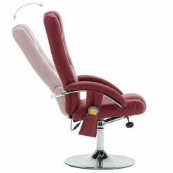 VidaXL Fauteuil de massage avec repose-pied Rouge bordeaux Similicuir -Fauteuils électriques Soldes image 4 248663