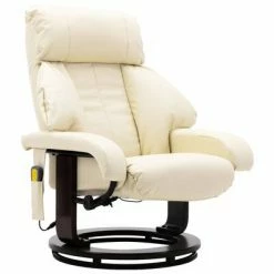 VidaXL Fauteuil de massage TV Blanc crème Similicuir -Fauteuils électriques Soldes image 4 248682