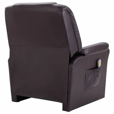 VidaXL Fauteuil inclinable de massage Marron Similicuir 4 VidaXL Fauteuil inclinable de massage Marron Similicuir – Image 4