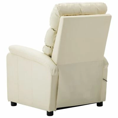 VidaXL Fauteuil de massage inclinable Crème Similicuir 4 VidaXL Fauteuil de massage inclinable Crème Similicuir – Image 4