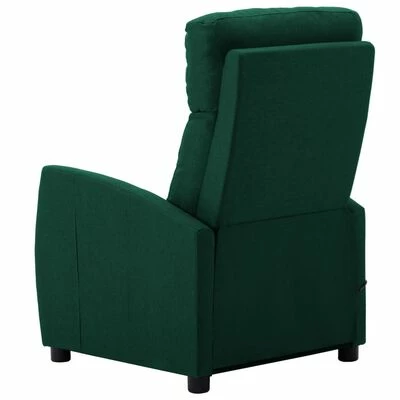 VidaXL Fauteuil de massage inclinable Vert foncé Tissu 4 VidaXL Fauteuil de massage inclinable Vert foncé Tissu – Image 4