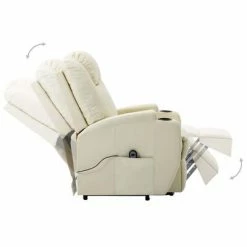 VidaXL Fauteuil inclinable de massage Blanc crème Similicuir -Fauteuils électriques Soldes image 4 289758