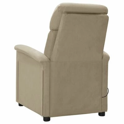 VidaXL Fauteuil inclinable de massage Gris clair Similicuir daim 4 VidaXL Fauteuil inclinable de massage Gris clair Similicuir daim – Image 4