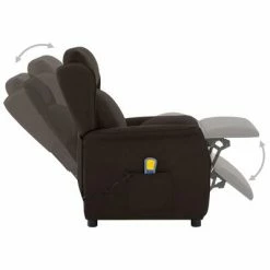 VidaXL Fauteuil inclinable de massage Marron foncé Tissu -Fauteuils électriques Soldes image 4 289791