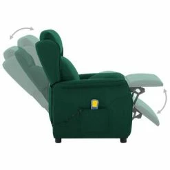 VidaXL Fauteuil inclinable de massage Vert foncé Tissu -Fauteuils électriques Soldes image 4 289792