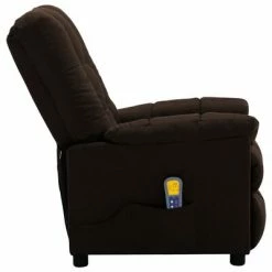 VidaXL Fauteuil inclinable de massage Marron foncé Tissu -Fauteuils électriques Soldes image 4 289811