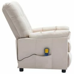 VidaXL Fauteuil inclinable de massage Crème Tissu -Fauteuils électriques Soldes image 4 289815