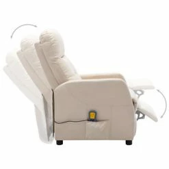 VidaXL Fauteuil inclinable de massage Crème Tissu -Fauteuils électriques Soldes image 4 289835