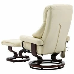 VidaXL Fauteuil de massage inclinable Crème Similicuir et bois courbé -Fauteuils électriques Soldes image 4 289866