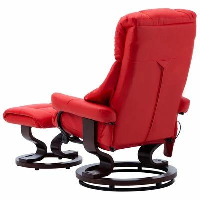 VidaXL Fauteuil de massage inclinable Rouge Similicuir et bois courbé 4 VidaXL Fauteuil de massage inclinable Rouge Similicuir et bois courbé – Image 4