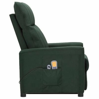 VidaXL Fauteuil inclinable de massage Vert foncé Tissu 4 VidaXL Fauteuil inclinable de massage Vert foncé Tissu – Image 4