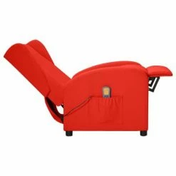 VidaXL Fauteuil inclinable releveur de massage Rouge Similicuir -Fauteuils électriques Soldes image 4 3098255