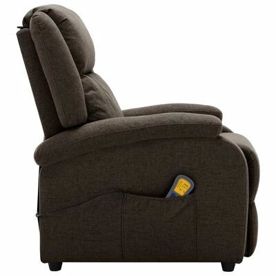 VidaXL Fauteuil de massage inclinable électrique Marron foncé Tissu 4 VidaXL Fauteuil de massage inclinable électrique Marron foncé Tissu – Image 4