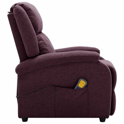 VidaXL Fauteuil de massage inclinable électrique Violet Tissu 4 VidaXL Fauteuil de massage inclinable électrique Violet Tissu – Image 4