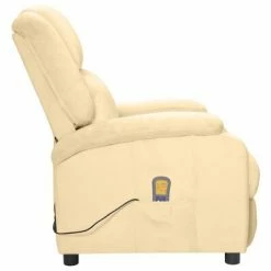 VidaXL Fauteuil de massage inclinable électrique Crème Velours -Fauteuils électriques Soldes image 4 3098413