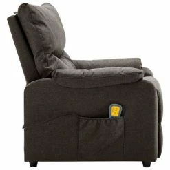 VidaXL Fauteuil de massage inclinable électrique Marron foncé Tissu -Fauteuils électriques Soldes image 4 3098435