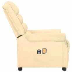 VidaXL Fauteuil inclinable électrique de massage Crème Similicuir -Fauteuils électriques Soldes image 4 3098474