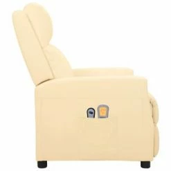 VidaXL Fauteuil inclinable électrique de massage Crème Similicuir -Fauteuils électriques Soldes image 4 3098488