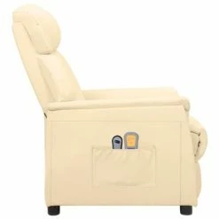 VidaXL Fauteuil de massage inclinable électrique Crème Similicuir -Fauteuils électriques Soldes image 4 3098502