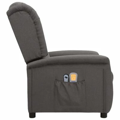 VidaXL Fauteuil de massage inclinable électrique Gris foncé Tissu 4 VidaXL Fauteuil de massage inclinable électrique Gris foncé Tissu – Image 4