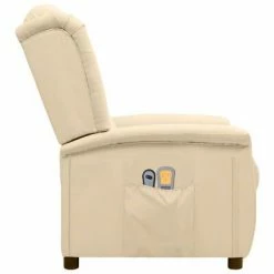 VidaXL Fauteuil de massage inclinable électrique Crème Tissu -Fauteuils électriques Soldes image 4 3098527