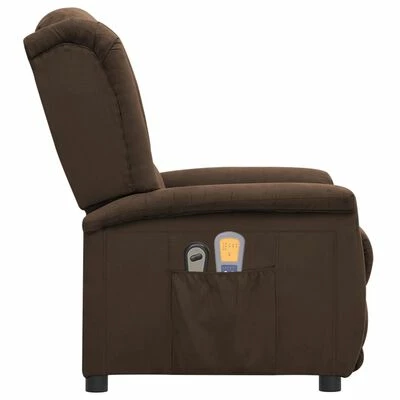 VidaXL Fauteuil inclinable de massage Marron Tissu microfibre 4 VidaXL Fauteuil inclinable de massage Marron Tissu microfibre – Image 4