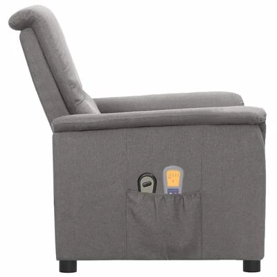 VidaXL Fauteuil de massage inclinable électrique Gris clair Tissu 4 VidaXL Fauteuil de massage inclinable électrique Gris clair Tissu – Image 4