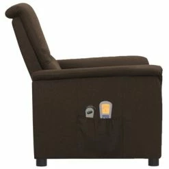VidaXL Fauteuil de massage inclinable électrique Marron foncé Tissu -Fauteuils électriques Soldes image 4 3098561