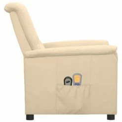 VidaXL Fauteuil de massage inclinable électrique Crème Tissu -Fauteuils électriques Soldes image 4 3098565