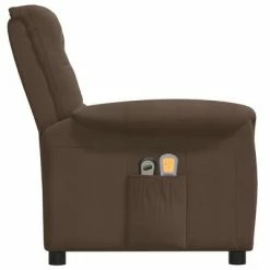 VidaXL Fauteuil inclinable de massage Marron Tissu microfibre -Fauteuils électriques Soldes image 4 3098589