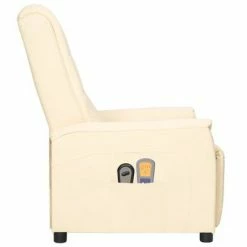 VidaXL Fauteuil inclinable électrique de massage Crème Similicuir -Fauteuils électriques Soldes image 4 3098606