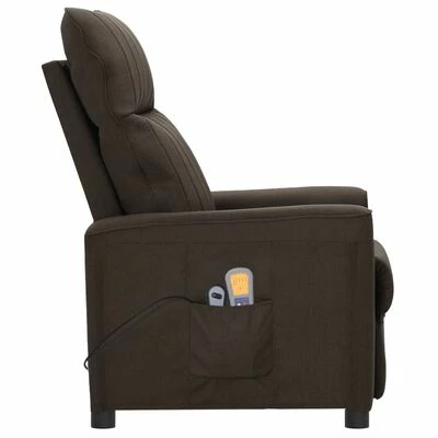VidaXL Fauteuil électrique de massage Marron foncé Tissu 4 VidaXL Fauteuil électrique de massage Marron foncé Tissu – Image 4