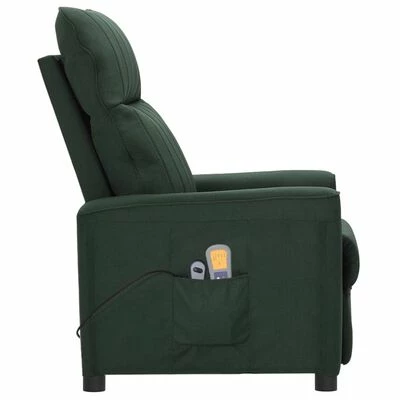 VidaXL Fauteuil électrique de massage Vert foncé Tissu 4 VidaXL Fauteuil électrique de massage Vert foncé Tissu – Image 4