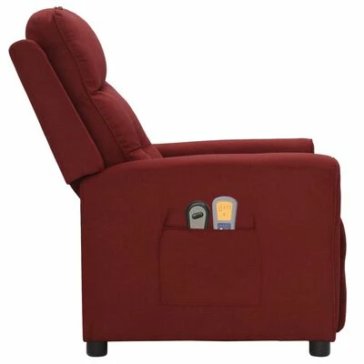 VidaXL Fauteuil électrique de massage Rouge bordeaux Tissu 4 VidaXL Fauteuil électrique de massage Rouge bordeaux Tissu – Image 4