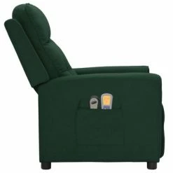 VidaXL Fauteuil électrique de massage Vert foncé Tissu -Fauteuils électriques Soldes image 4 3098919