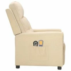 VidaXL Fauteuil électrique de massage Crème Tissu -Fauteuils électriques Soldes image 4 3098922