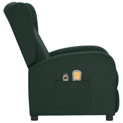 VidaXL Fauteuil électrique de massage Vert foncé Tissu 4 VidaXL Fauteuil électrique de massage Vert foncé Tissu – Image 4
