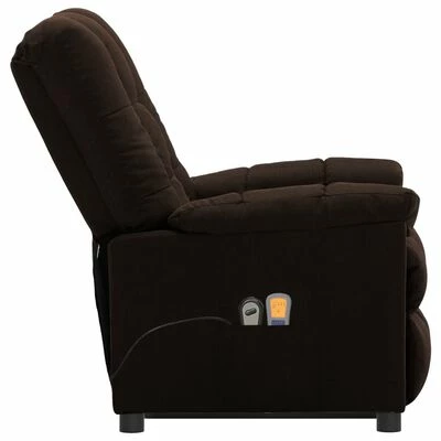 VidaXL Fauteuil inclinable de massage Marron foncé Tissu 4 VidaXL Fauteuil inclinable de massage Marron foncé Tissu – Image 4
