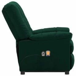 VidaXL Fauteuil inclinable de massage Vert foncé Tissu 9 VidaXL Fauteuil inclinable de massage Vert foncé Tissu -Fauteuils électriques Soldes image 4 3100358