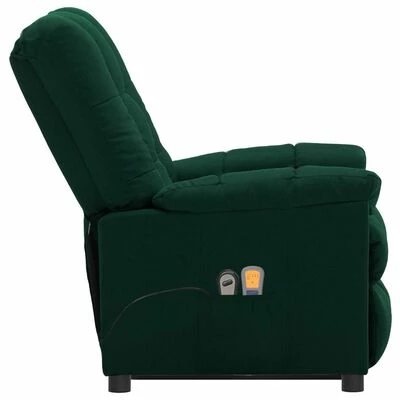 VidaXL Fauteuil inclinable de massage Vert foncé Tissu 4 VidaXL Fauteuil inclinable de massage Vert foncé Tissu – Image 4